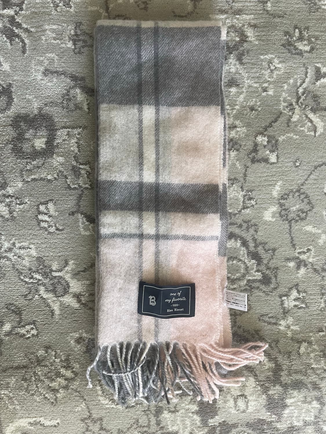 모리걸 빈티지 핑크 울 체크 머플러 🩶💗 상품이미지2