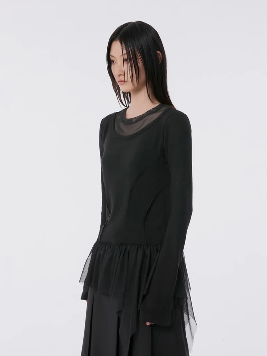 플레어업 레이어드 레이스 프릴 롱 슬리브 상품이미지5