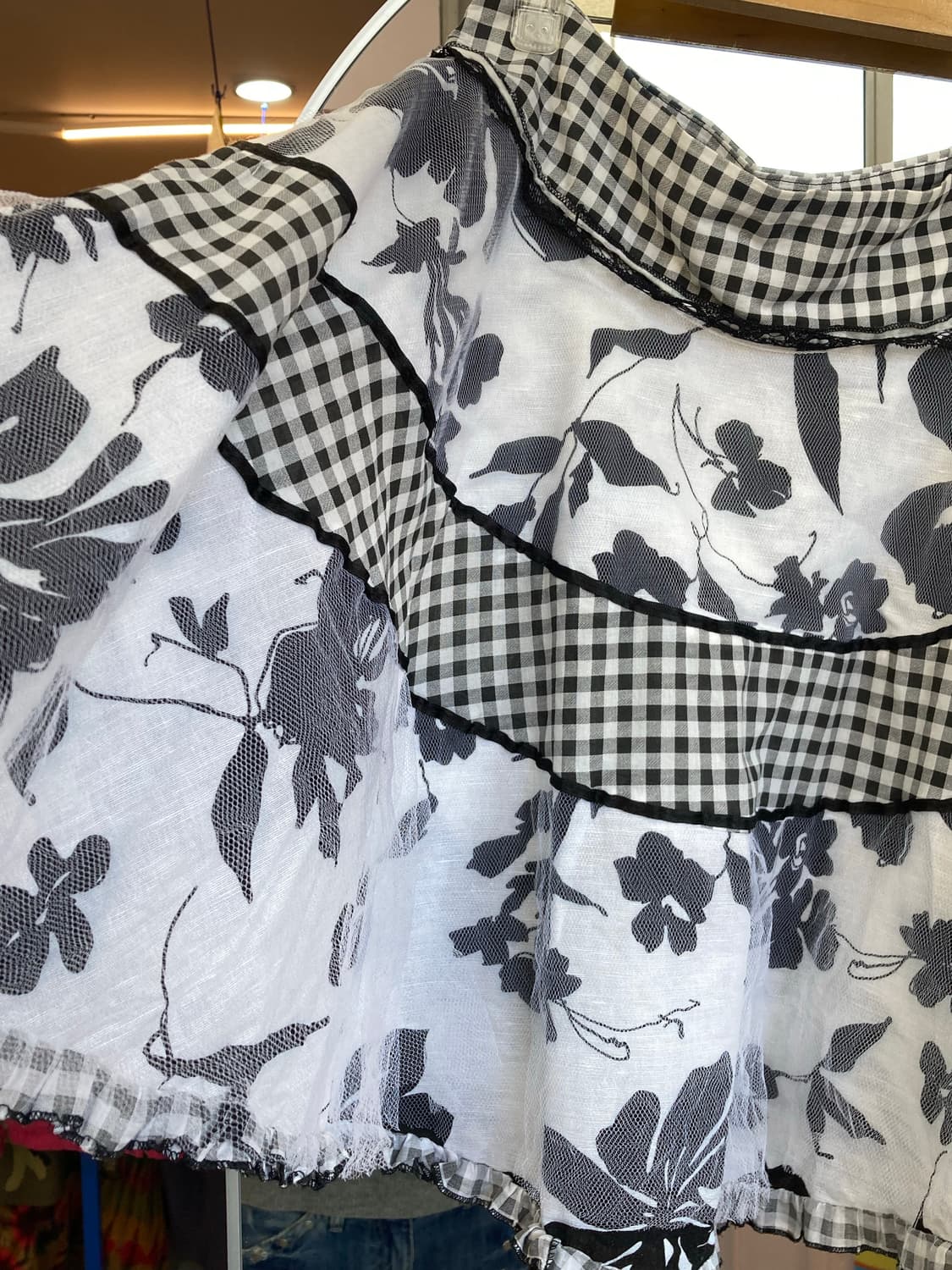 플라워 체크 레이스 스커트 상품이미지4