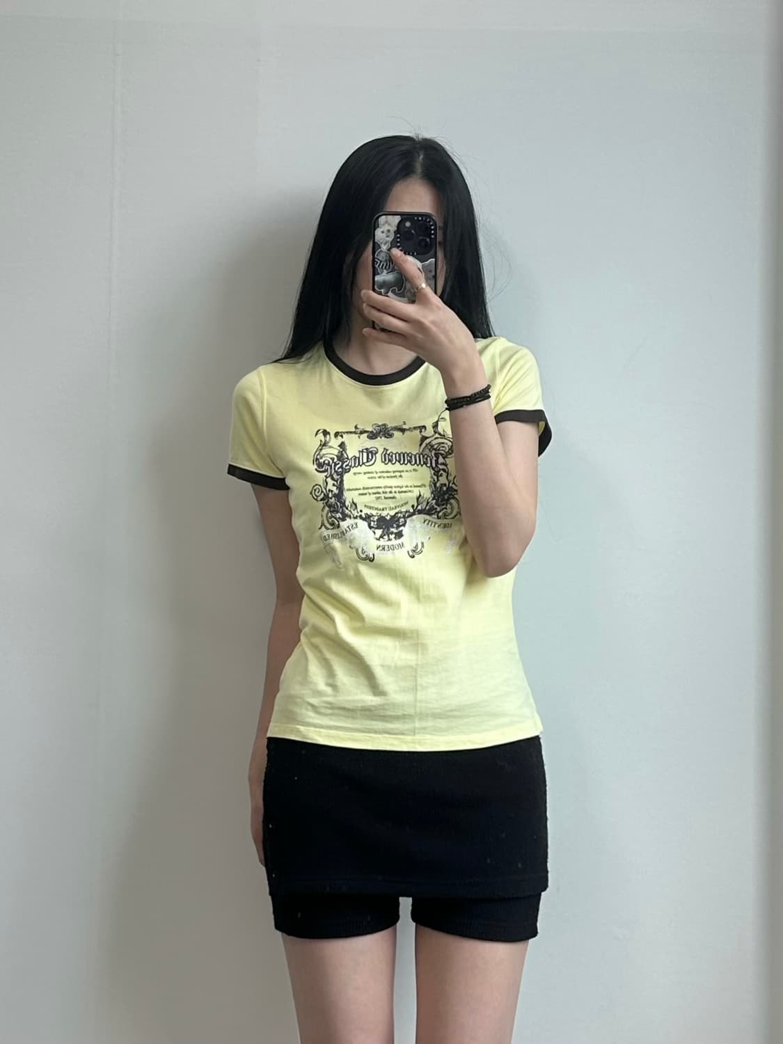 Vintage 빈티지 y2k 와투케 개나리 반팔 링거 티셔츠 상품이미지1