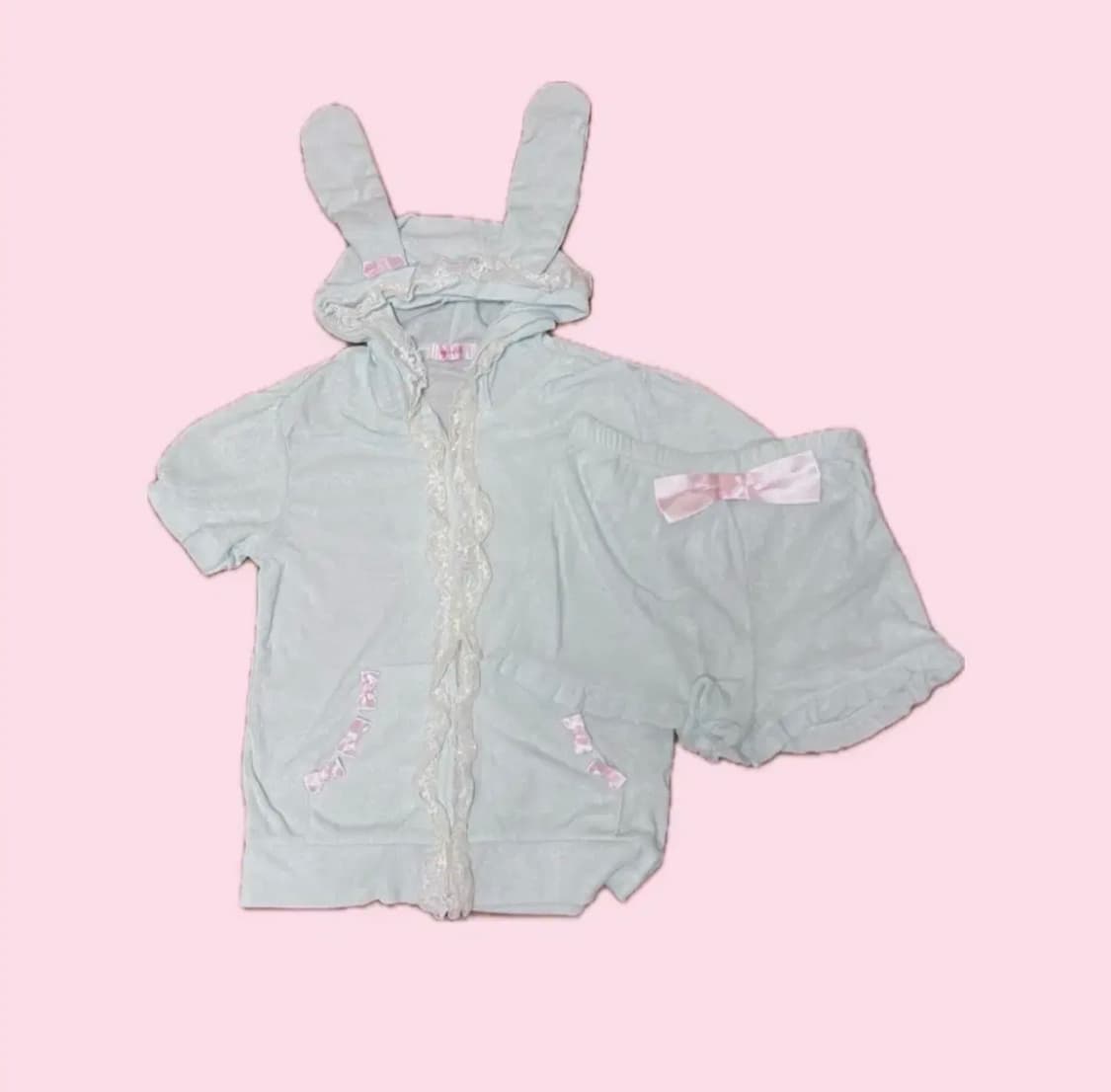 슈가돌 우사미미 리본 반팔 파자마 룸웨어 셋업 상품이미지1