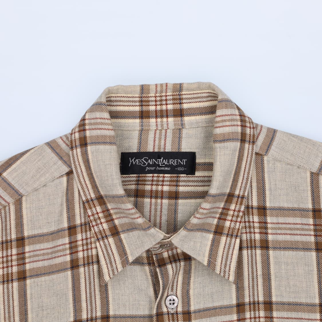 100 입생로랑 YSL 로고 포켓 플레이드 체크 셔츠 4177 상품이미지6