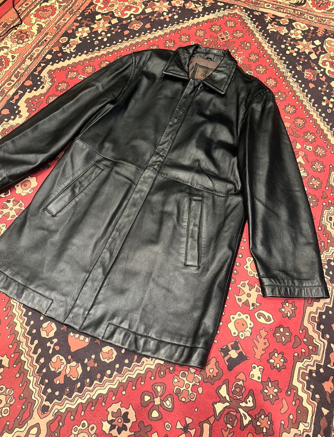 ( L ) 가죽코트 가죽카코트 가죽하프 가죽롱자켓 레더자켓  상품이미지2