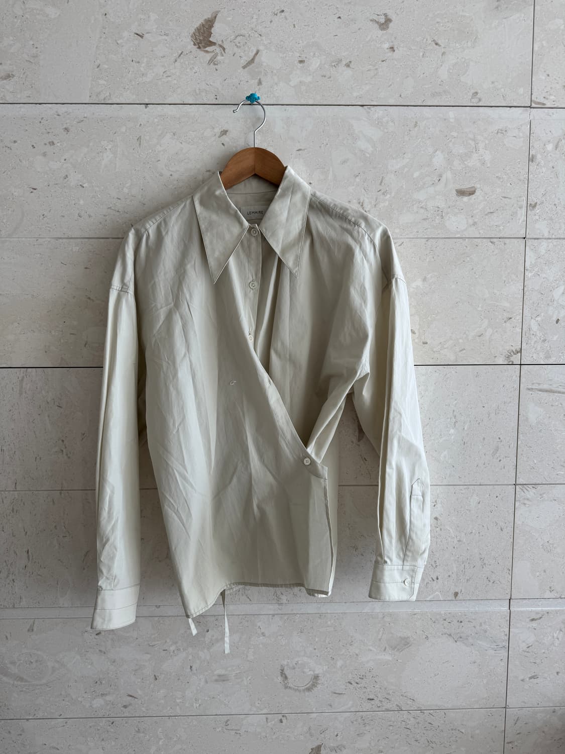 르메르 Lemaire 트위스트 셔츠 S 그린 새상품 상품이미지3