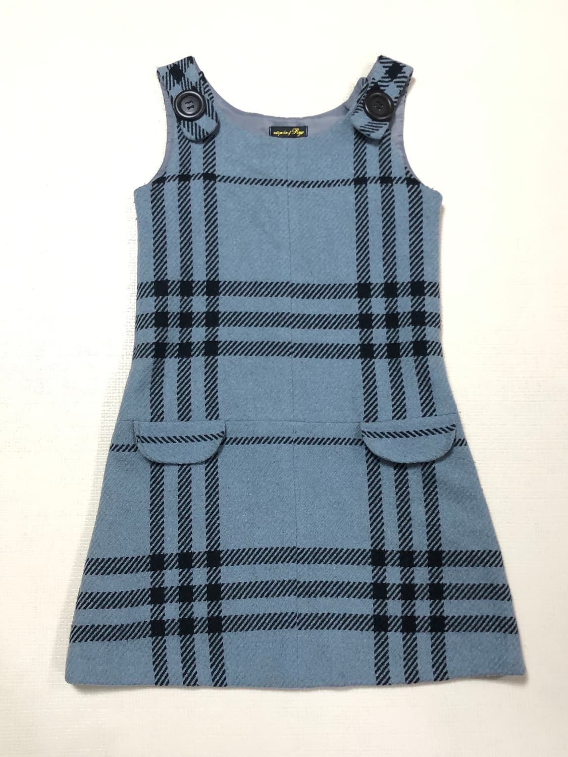 빈티지 블루 체크 포켓 울 원피스 상품이미지10