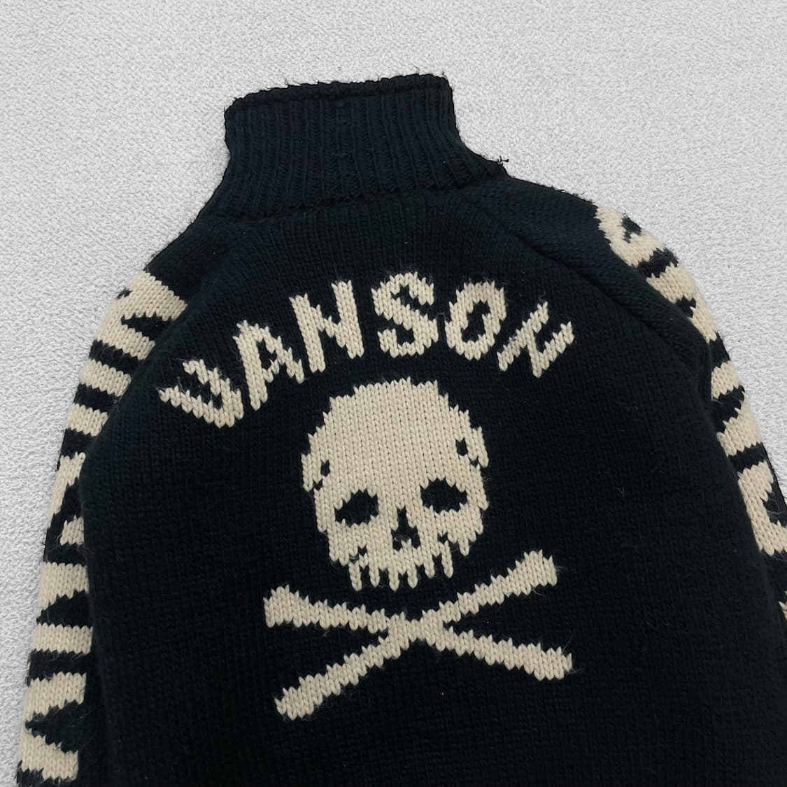 밴슨 Vanson 스컬 코위찬 니트 집업 블랙 상품이미지3