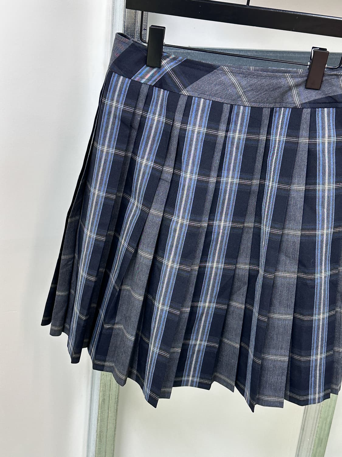 blue check pleats midi skirt 상품이미지2