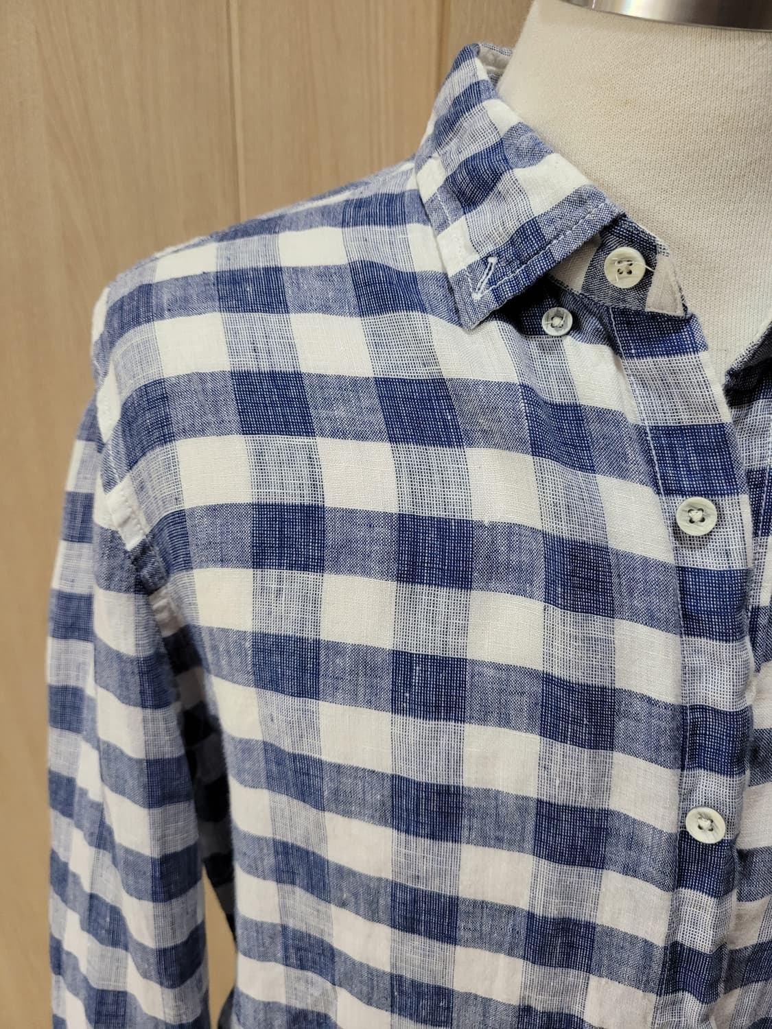 유니온베이 Unionbay 남자 린넨 체크셔츠 105 블루 상품이미지3