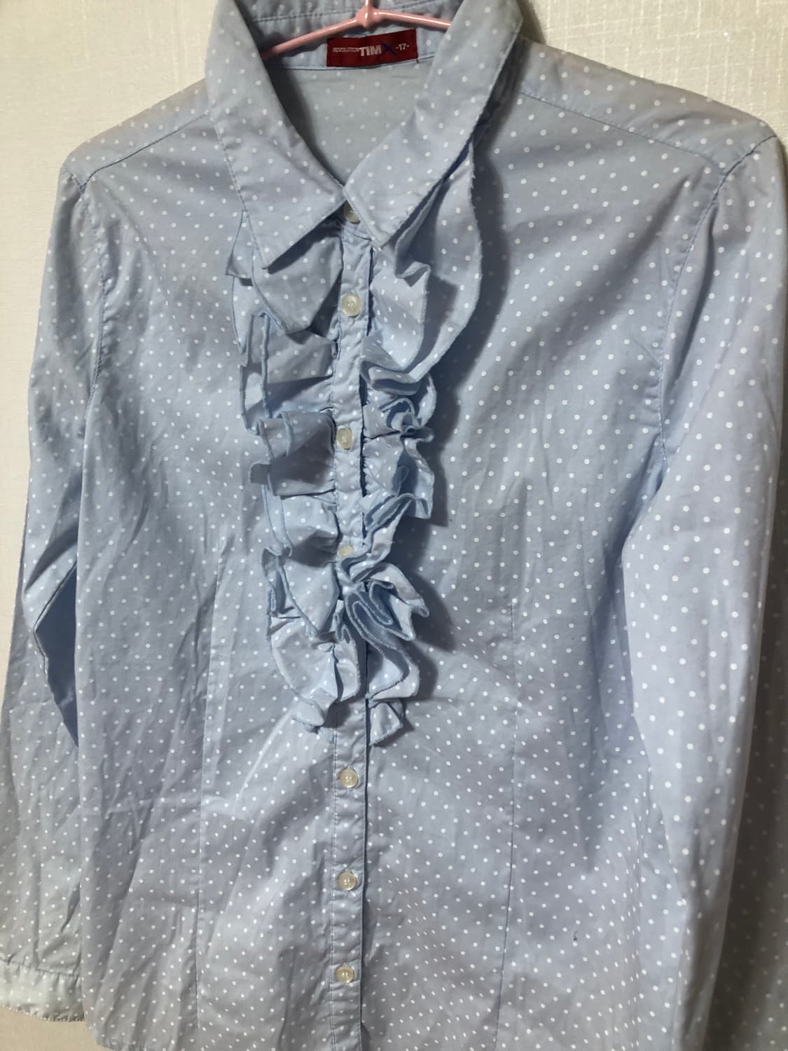 Sky Blue Dot Frill Shirts 상품이미지2