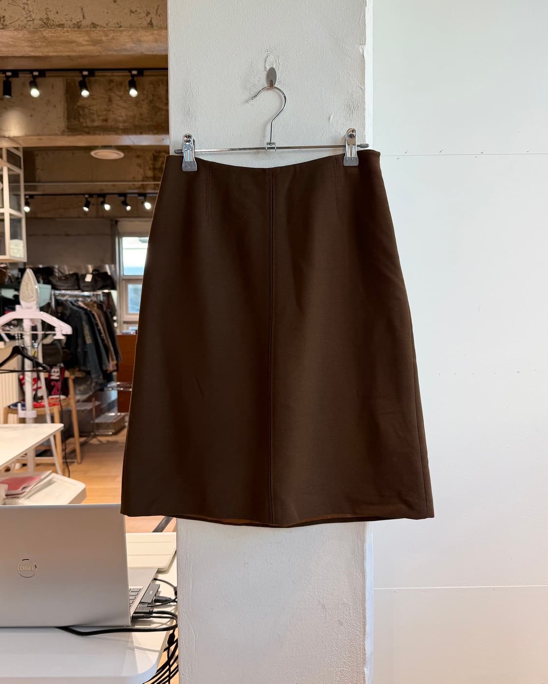 프라다 브라운 울 미디스커트 상품이미지5