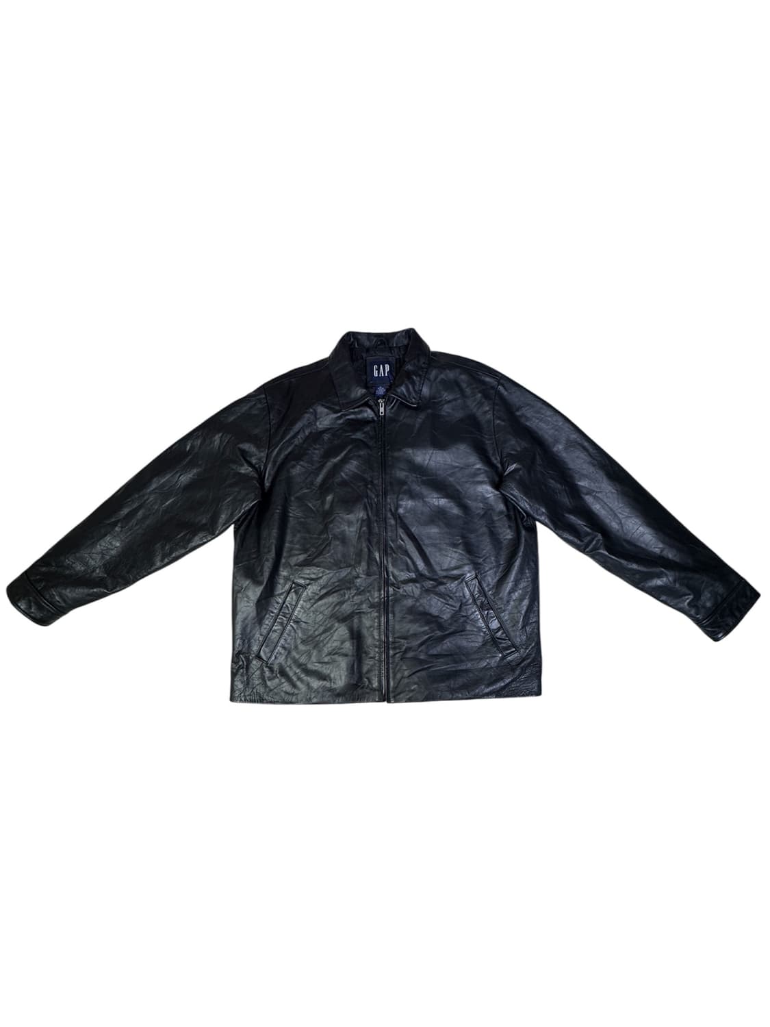 빈티지 90s 갭 GAP 올드갭 집업 레더 자켓 블랙 XL 상품이미지1