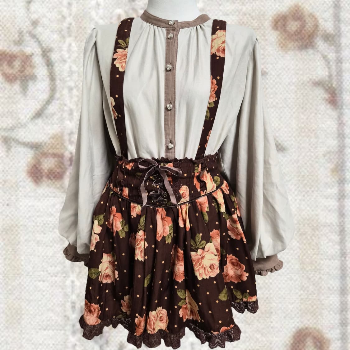 라떼갸루 로걀 로리타 리즈리사 서스펜더 스커트 엑시즈팜 블라우스 상품이미지1