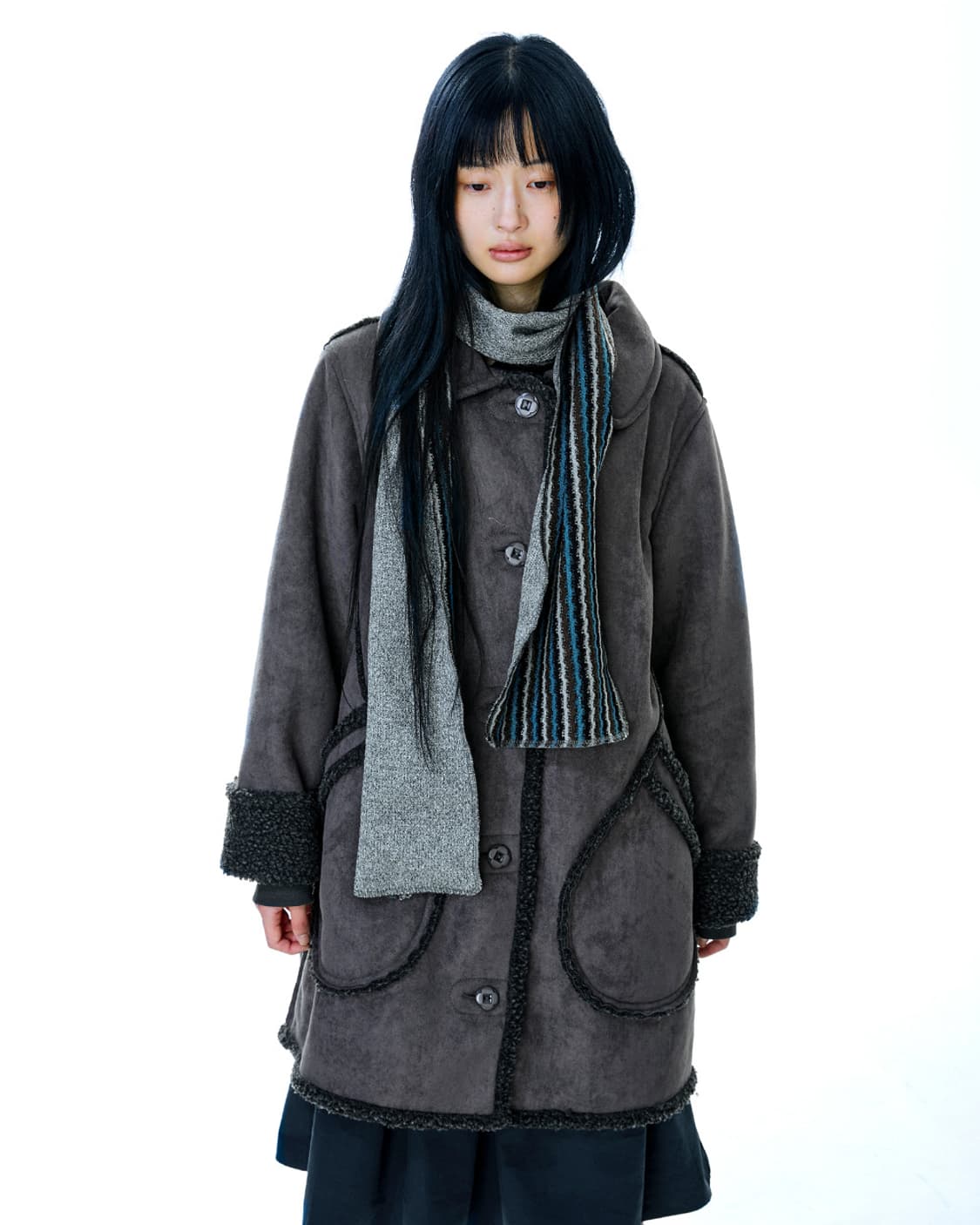 코이세이오 스웨이드 자켓 차콜 사이즈 2 상품이미지2