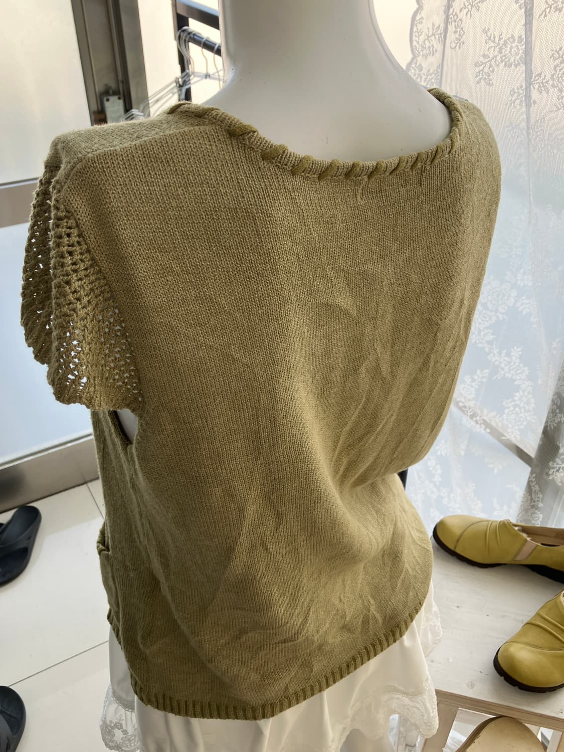 jpn vintage khaki knit blouse 상품이미지4