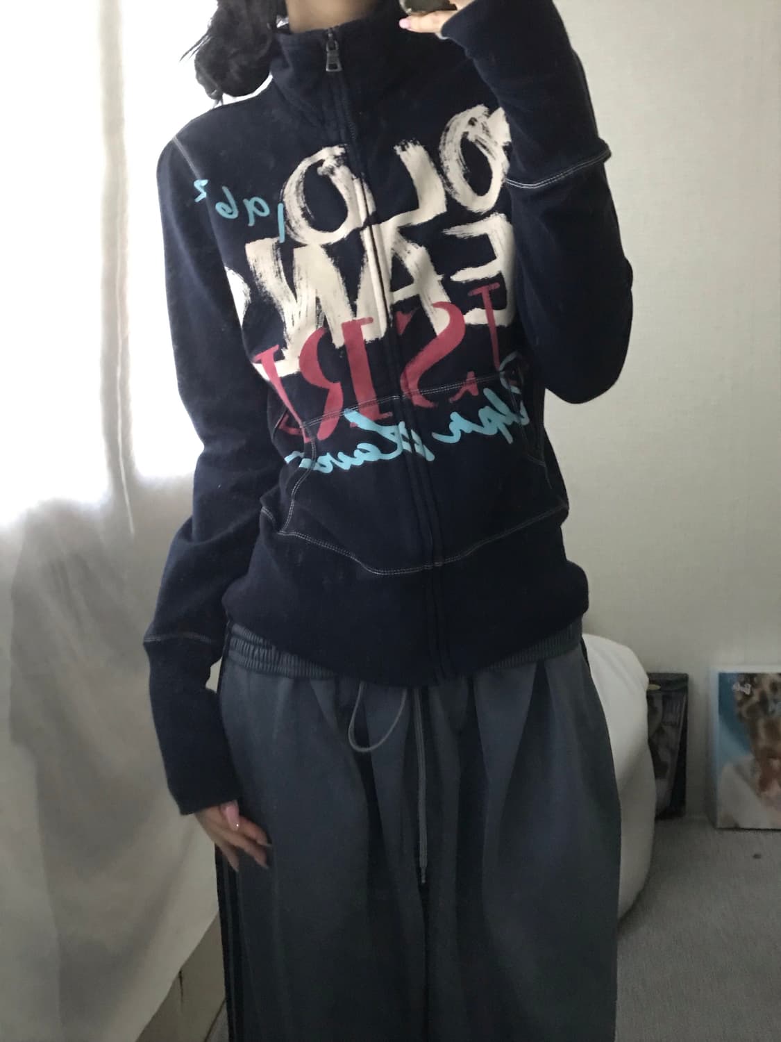 폴로 진스 레터링 딱붙핏 집업 상품이미지5