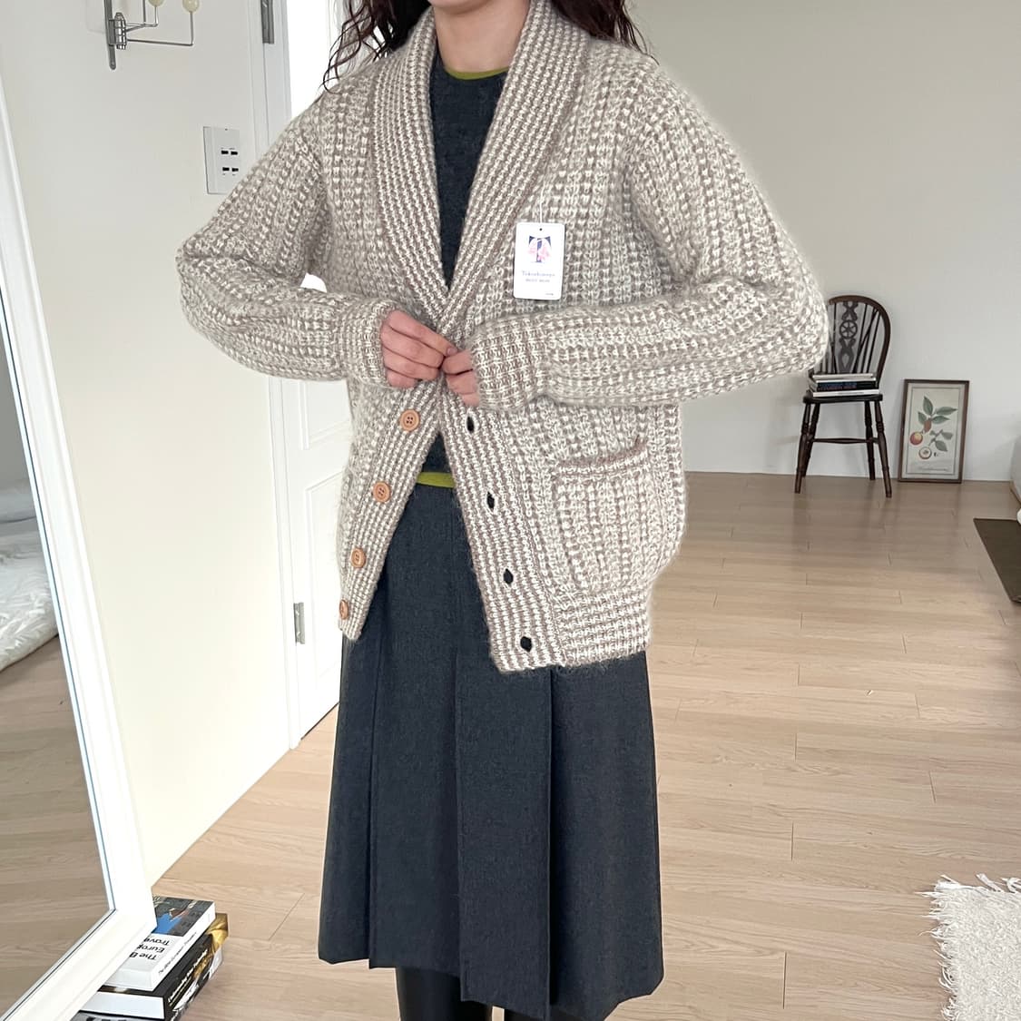 다카시마야 데드스탁 모헤어 숄카라 니트 가디건 상품이미지1