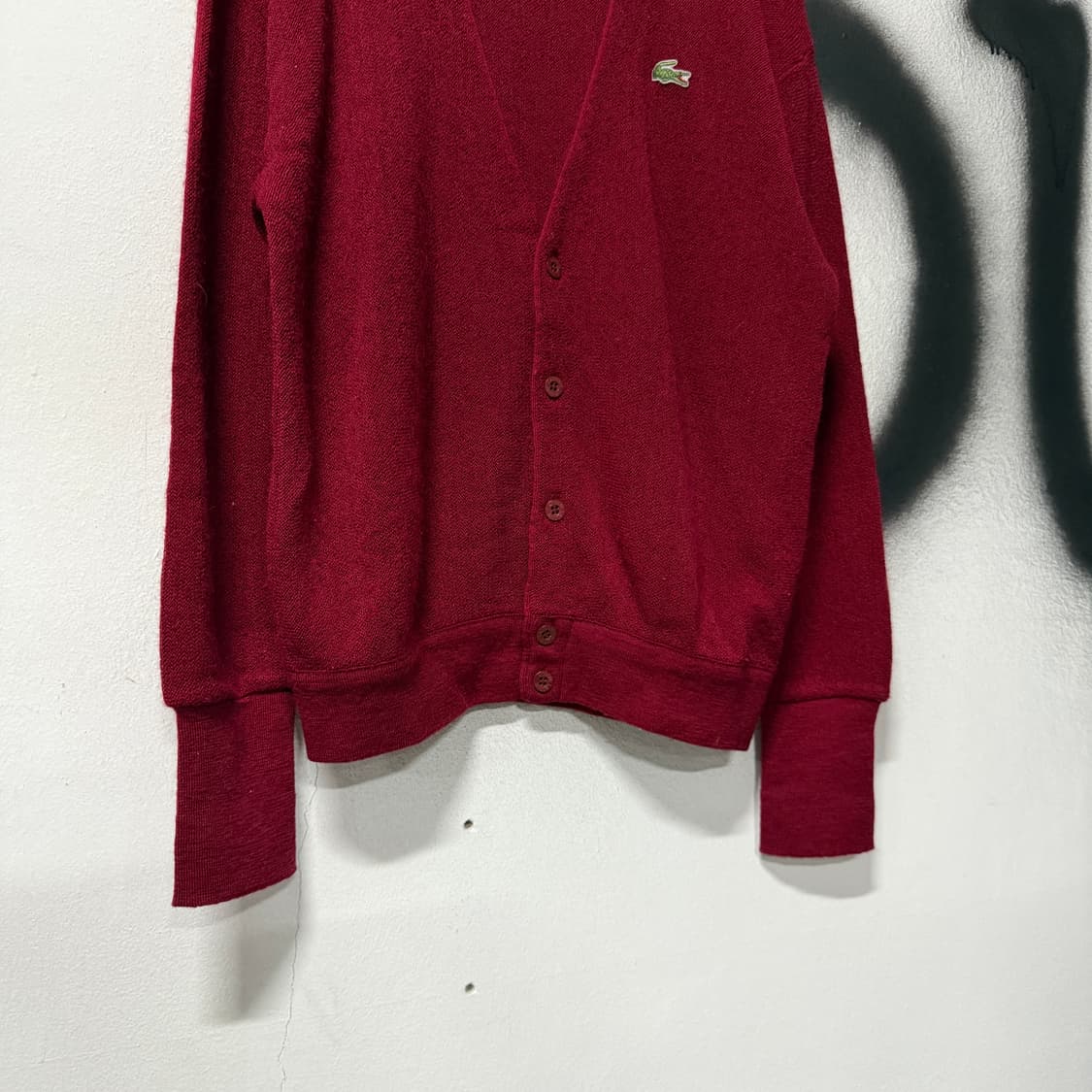 라코스테 00s 원 포인트 울 가디건 버건디 상품이미지4