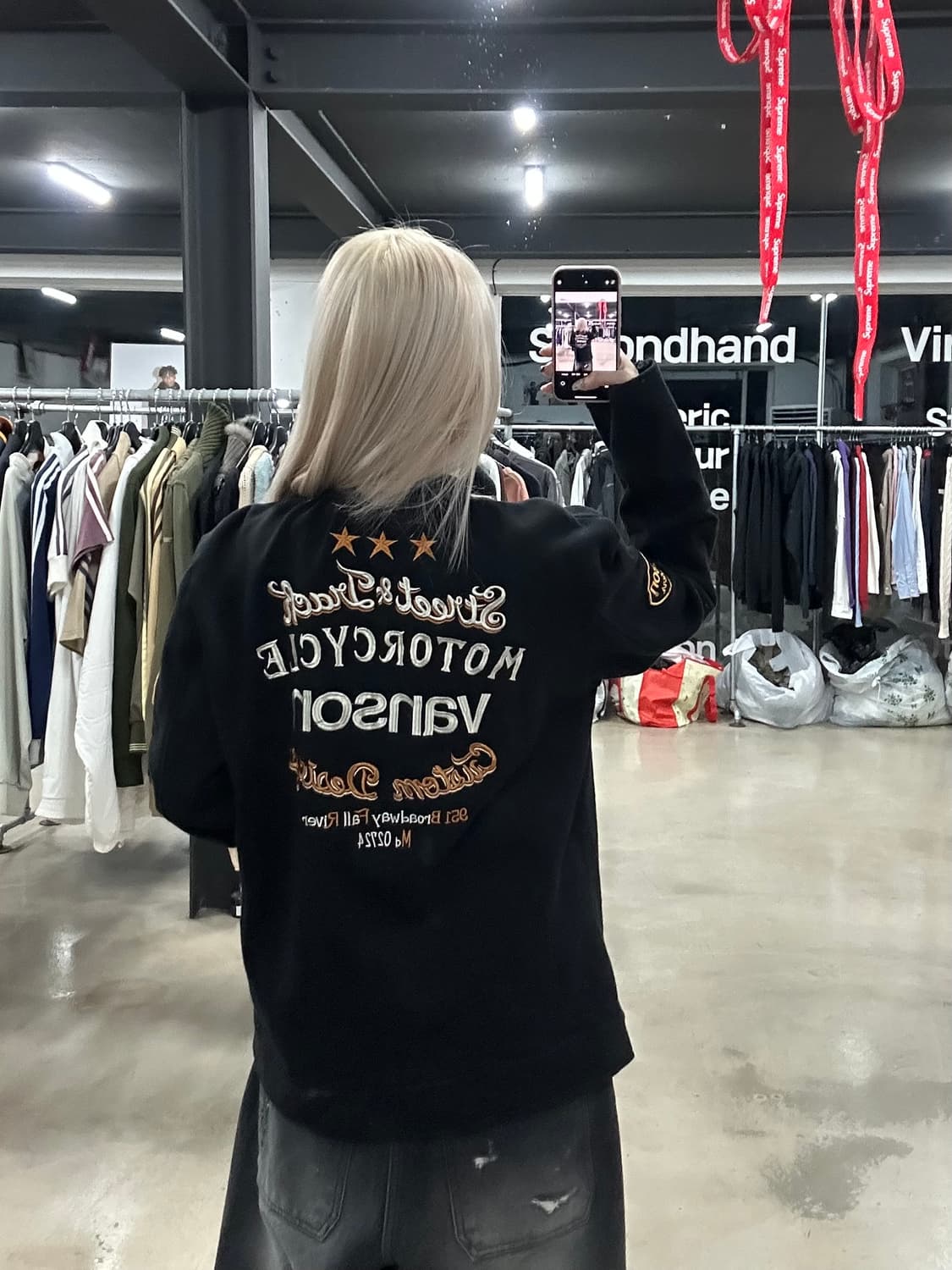 벤슨 스웻 블랙 넥버클 라이더 면 레이싱 자켓 상품이미지4