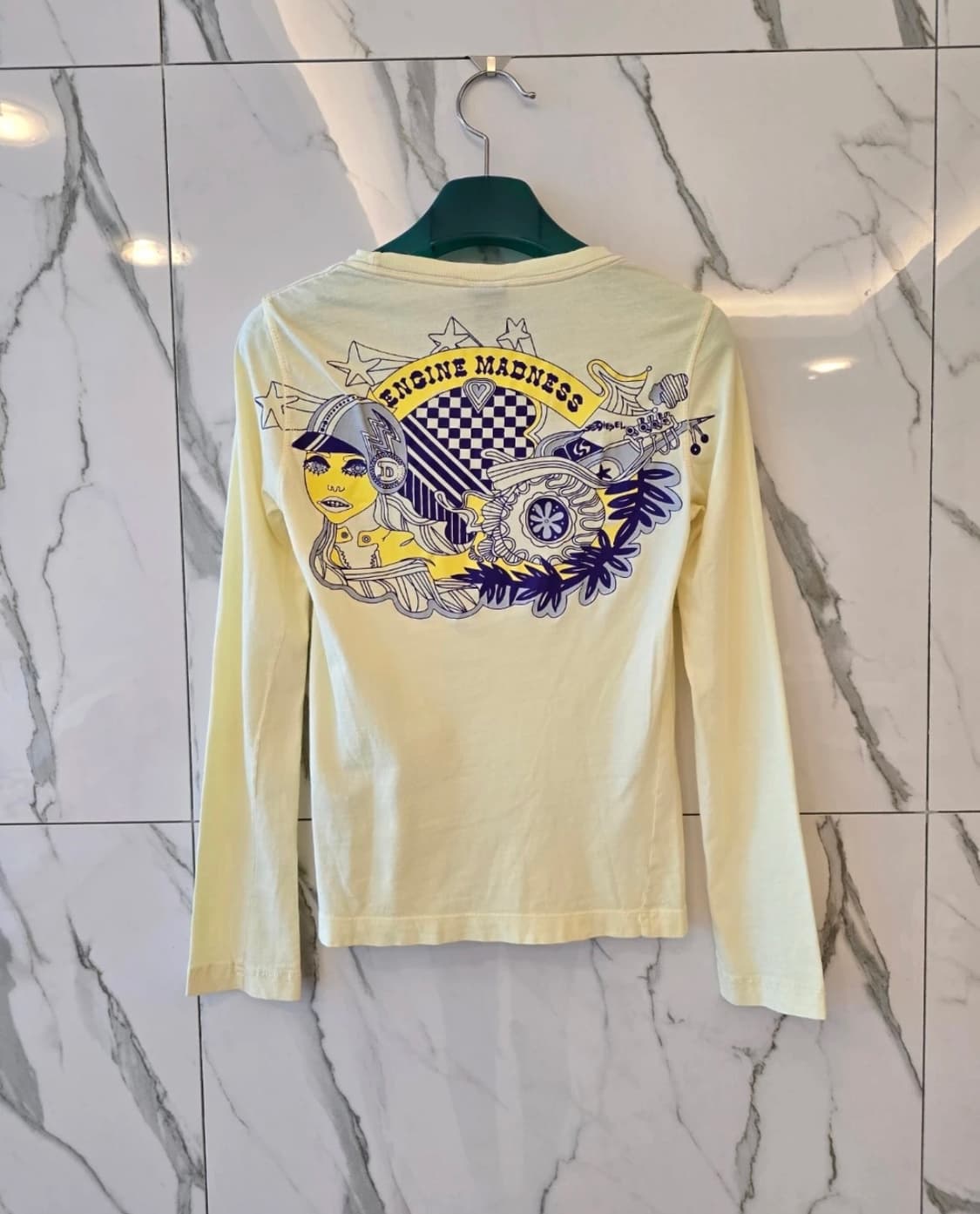 Diesel 디젤 연노랑 긴팔 면 티셔츠 XS S 상품이미지2