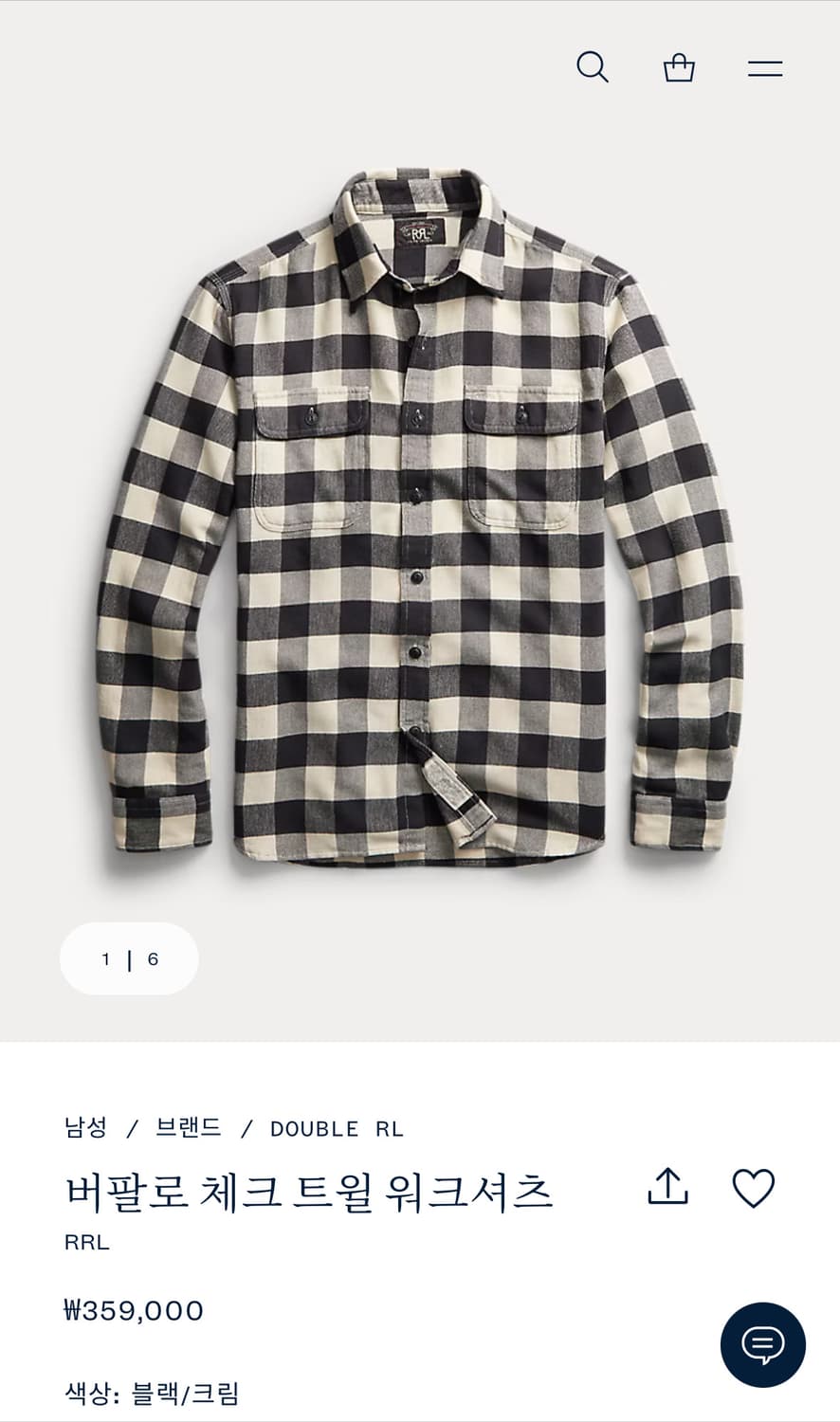 RRL 더블알엘 버팔로 체크 트윌 워크셔츠 L사이즈 신품급 상품이미지1