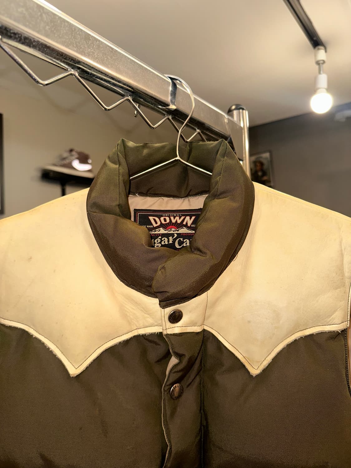 Sugar Cane leather yoke T/C down vest 상품이미지4