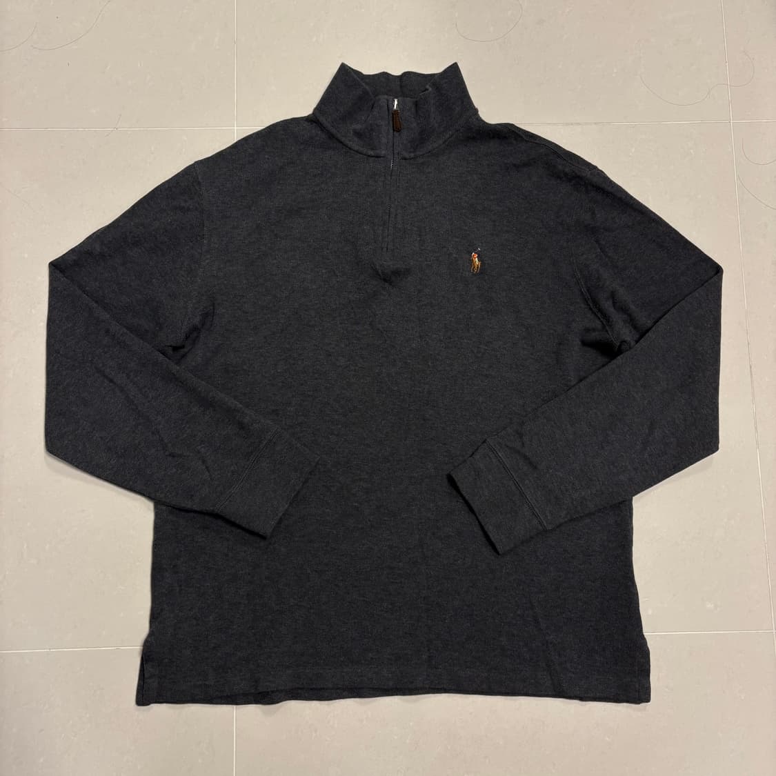 정품 폴로 랄프로렌 신형 반집업 코튼 니트 차콜 상품이미지5