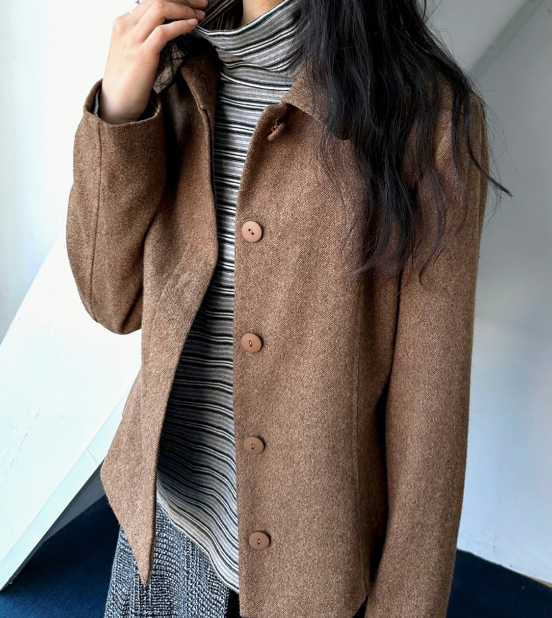 Tweed fabric single collar jacket 상품이미지9