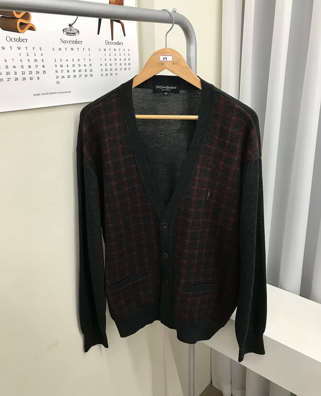 입생로랑 로고 울 가디건 상품이미지1