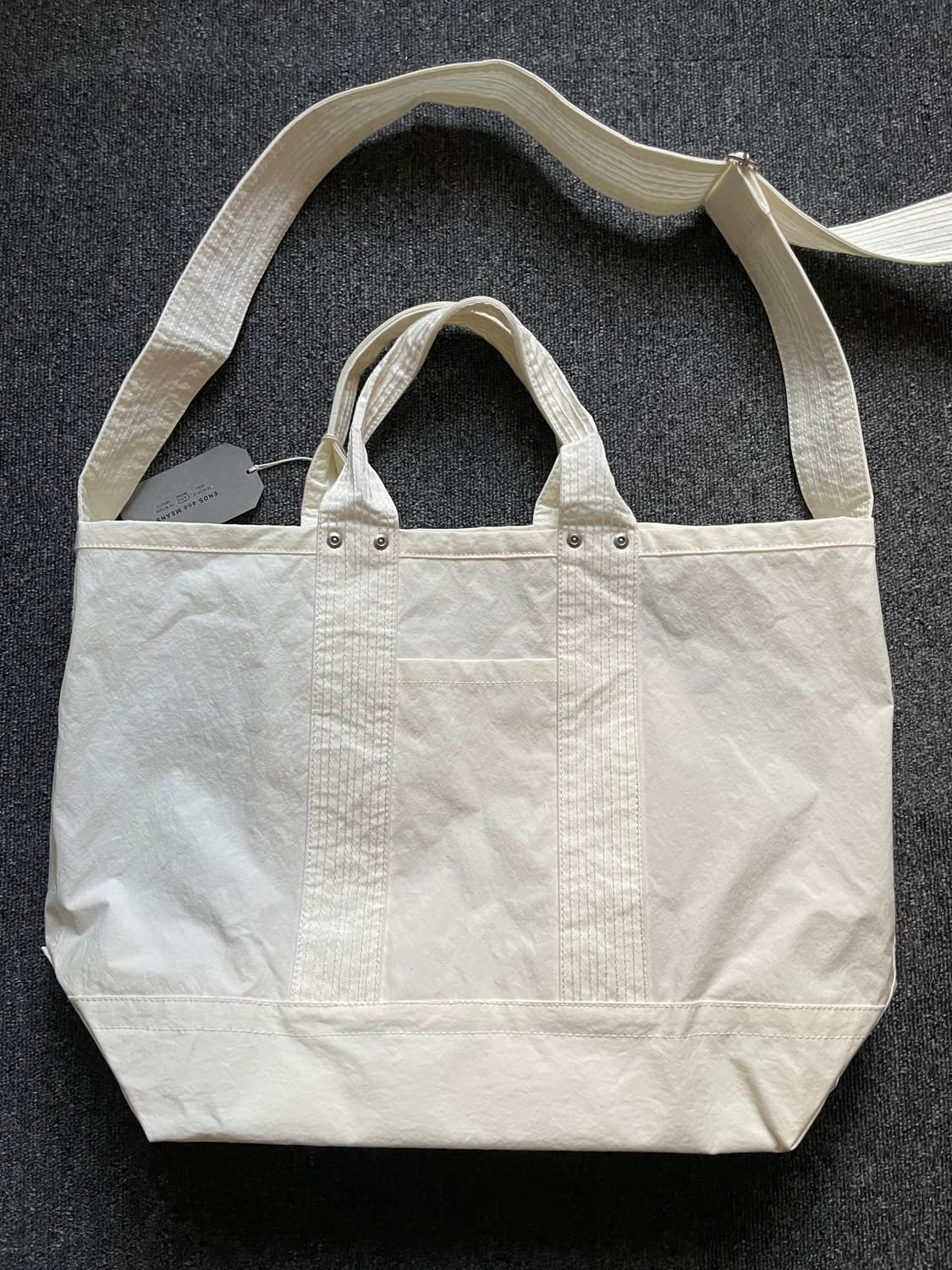 엔즈앤드민즈 2웨이 토트백 나일론 화이트 미사용품 상품이미지5