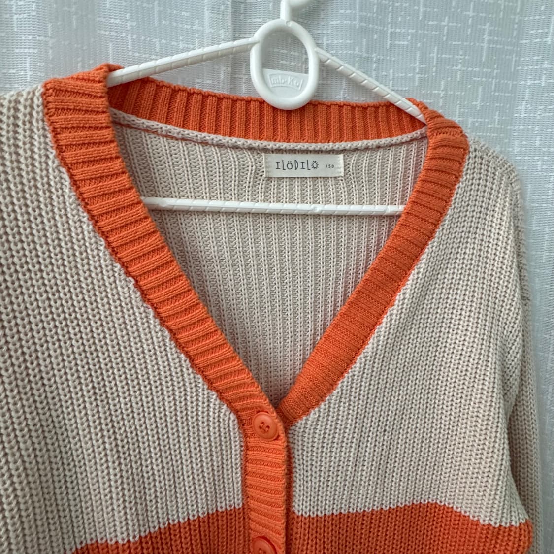 귀여운 니트 가디건 오렌지/아이보리 배색 상품이미지5