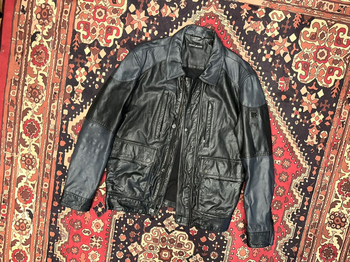 ( L-XL ) Dkny 가죽자켓 양가죽자켓 레더자켓 바이커가죽 상품이미지1