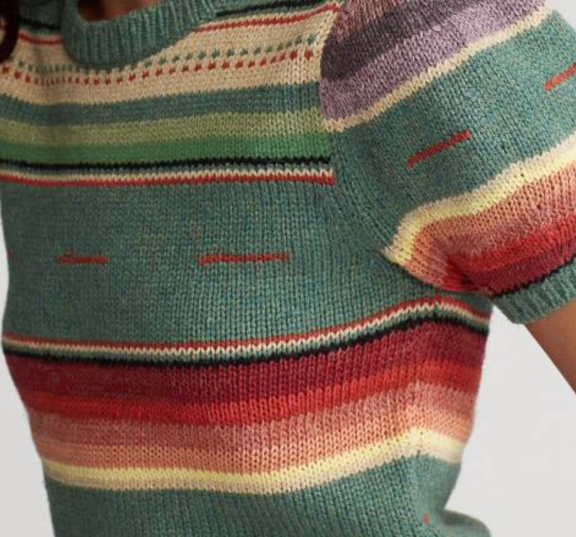 폴로 랄프로렌 스트라이프 퍼프 소매 니트 실크 블렌더 스웨터 아이린 착용 상품이미지7