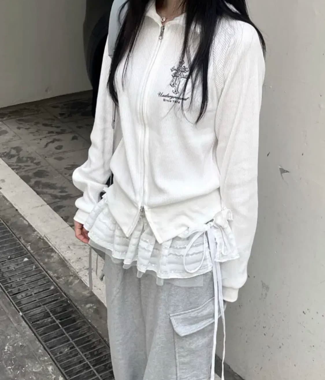 프릴 레이어드 레이스 벨트 블랙  상품이미지4