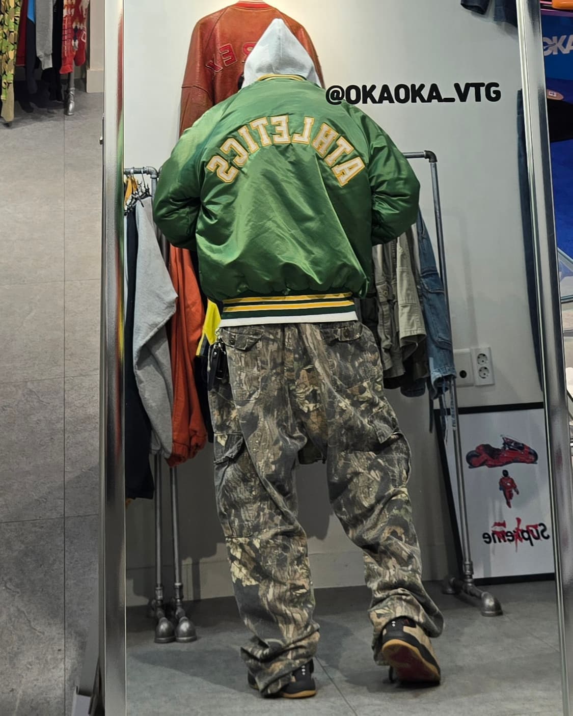 90's USA chaik line  샤틴 바시티자켓 상품이미지5