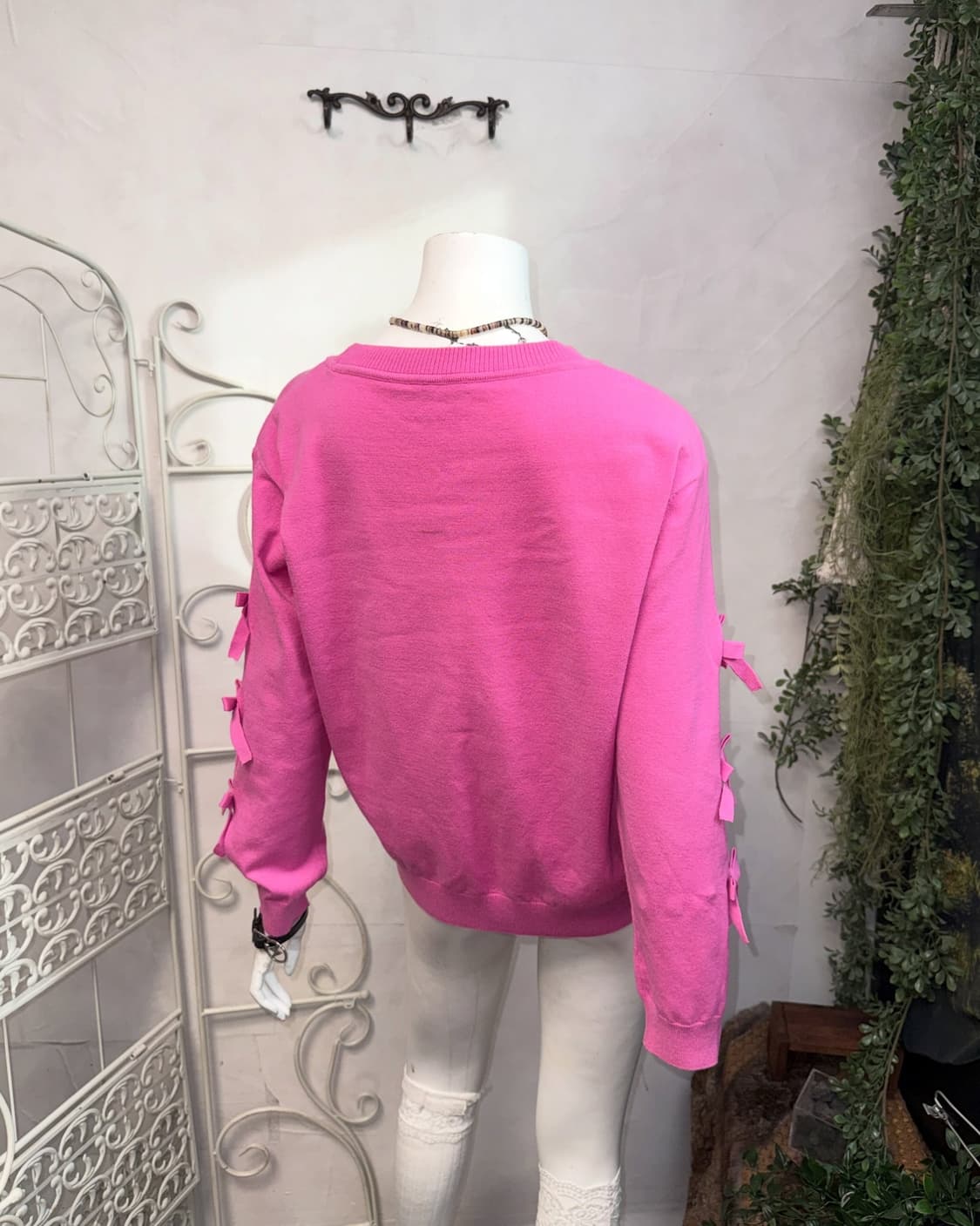 O’2ND vivid pink ribbon trimmed knit 상품이미지4