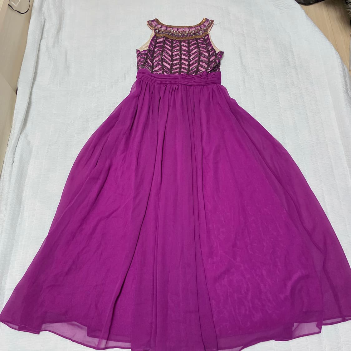 유럽빈티지)퍼플 파티댄스복st 샤 쉬폰 맥시 스팽클 롱드레스 상품이미지5