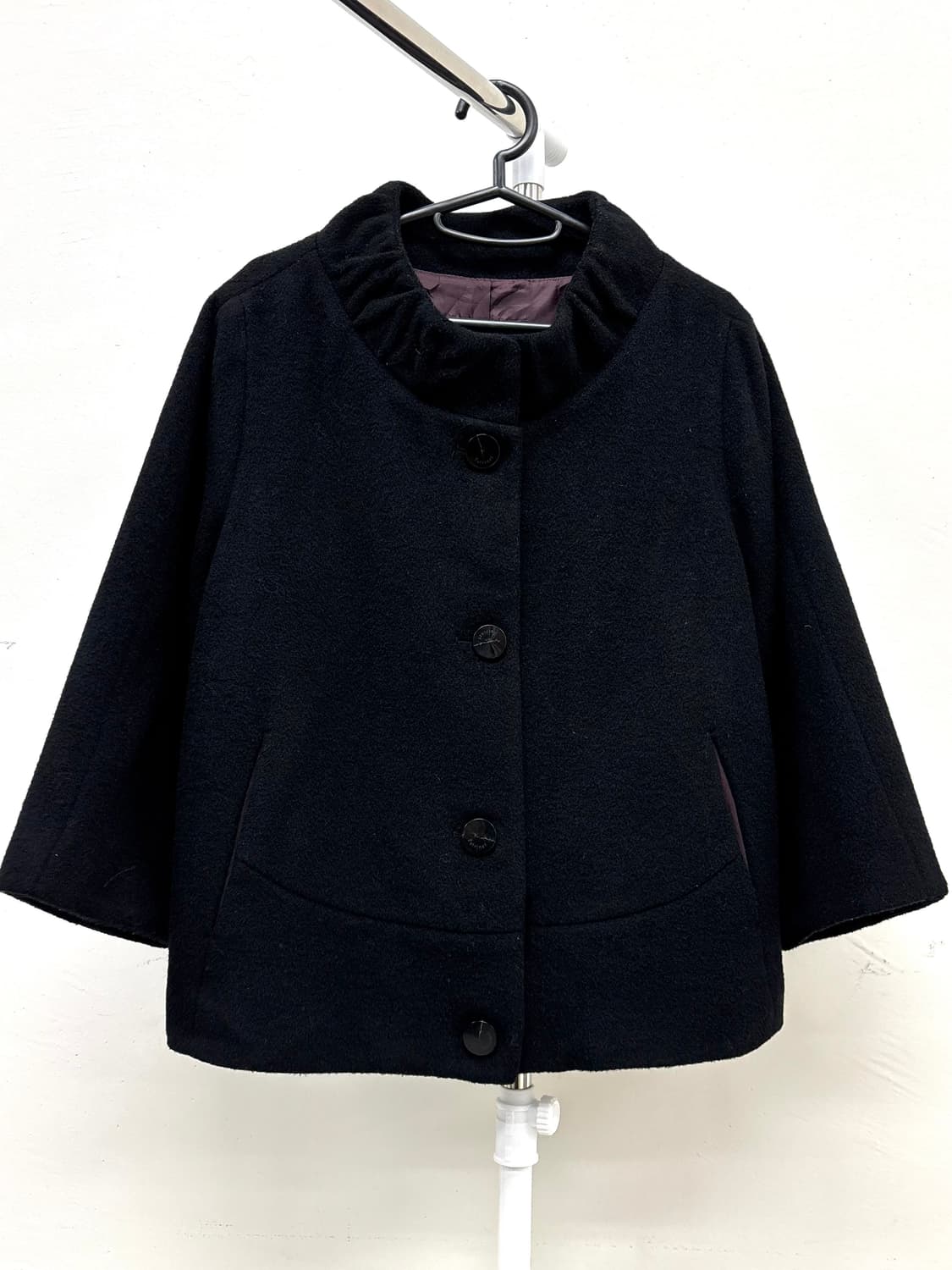 빈티지 블랙 울 자켓 하프 코트 상품이미지5