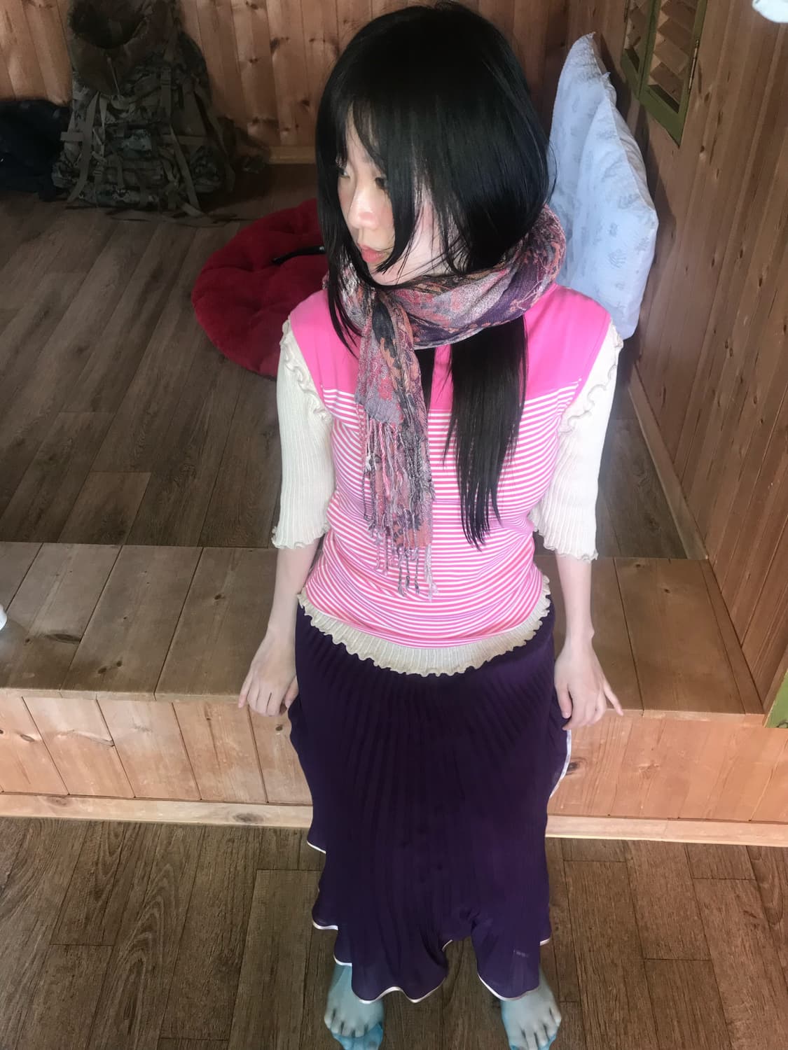 vintage purple pleats skirt 상품이미지8