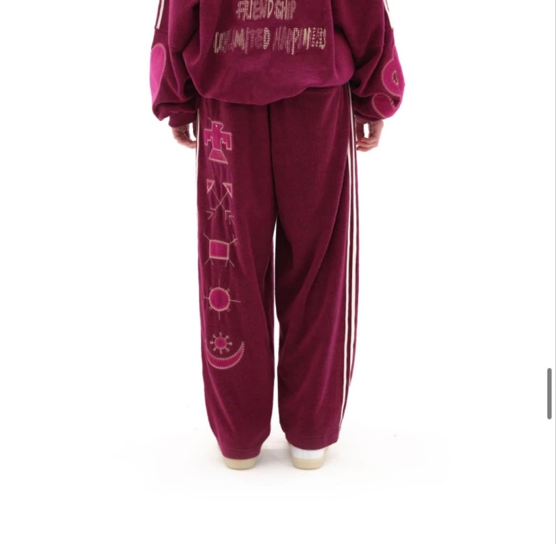 트위드 tuewid 스웻 자수 팬츠 버건디 상품이미지2