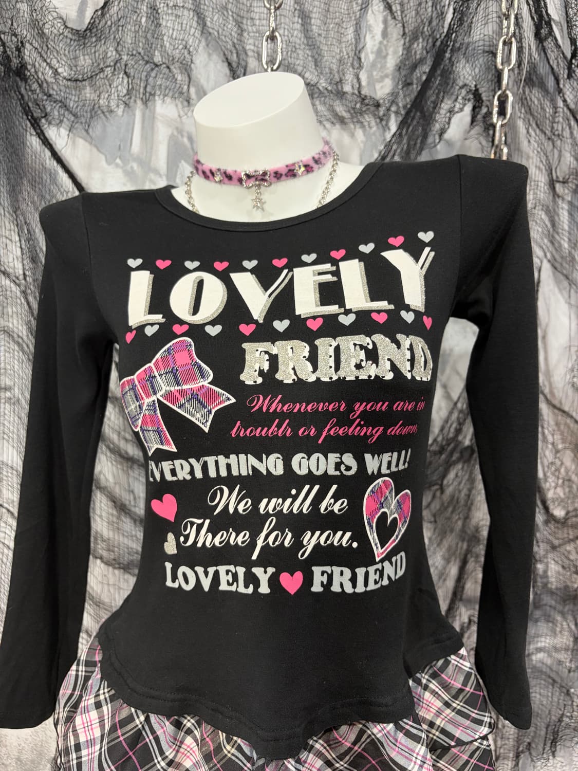 Y2k kitsch Glitter frill Layered long sl 상품이미지7