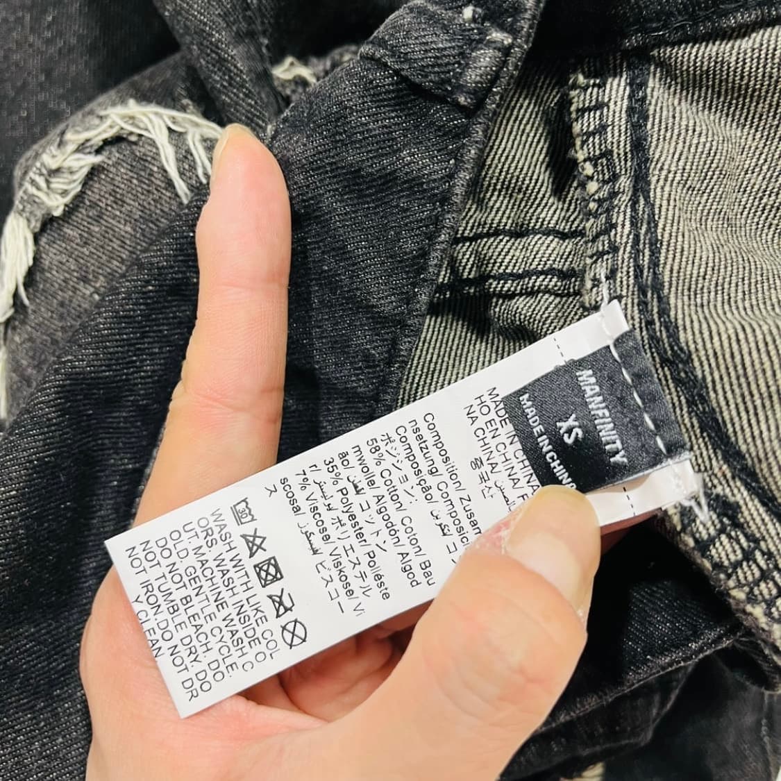 MANFINITY 4중 멀티 포켓 빈티지 흑청 카고 팬츠 상품이미지4