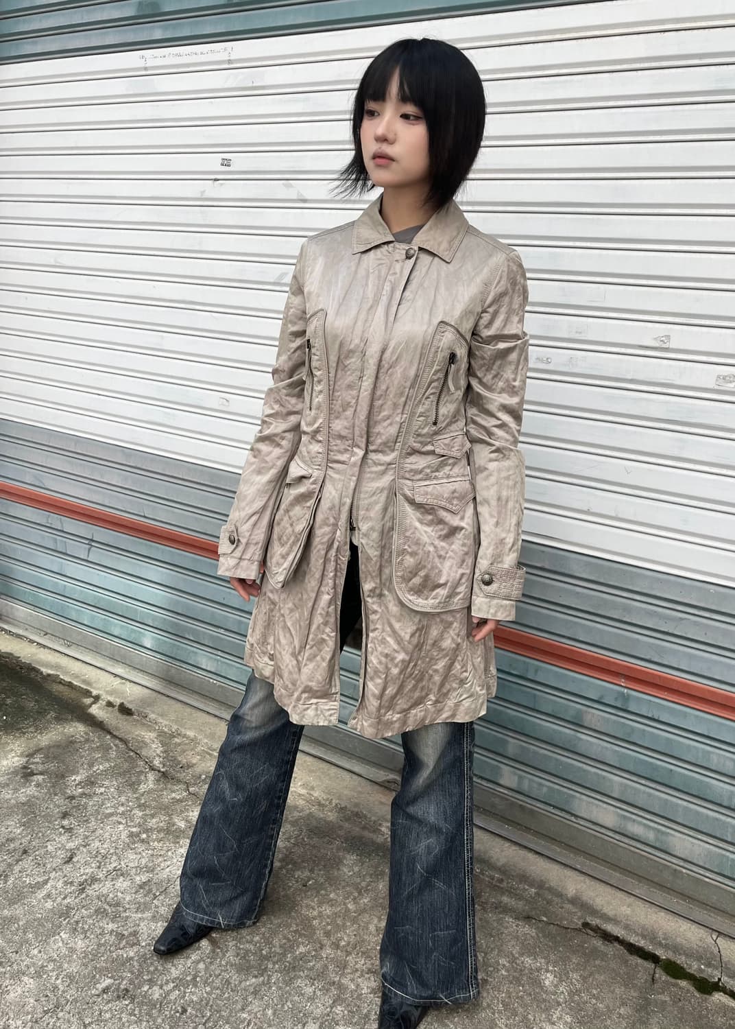 Ermanno Scervino 코튼 나일론 혼방 롱 자켓  상품이미지2