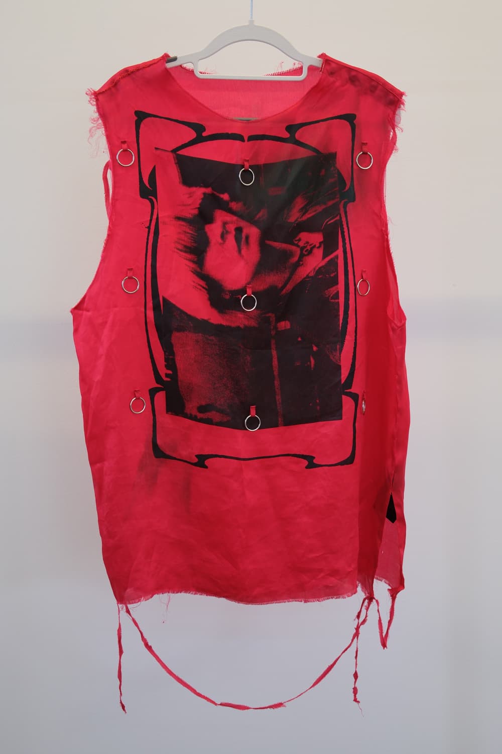 라프시몬스 RAF SIMONS SS19 레드 나일론 슬리브리스 셔츠 48 상품이미지1