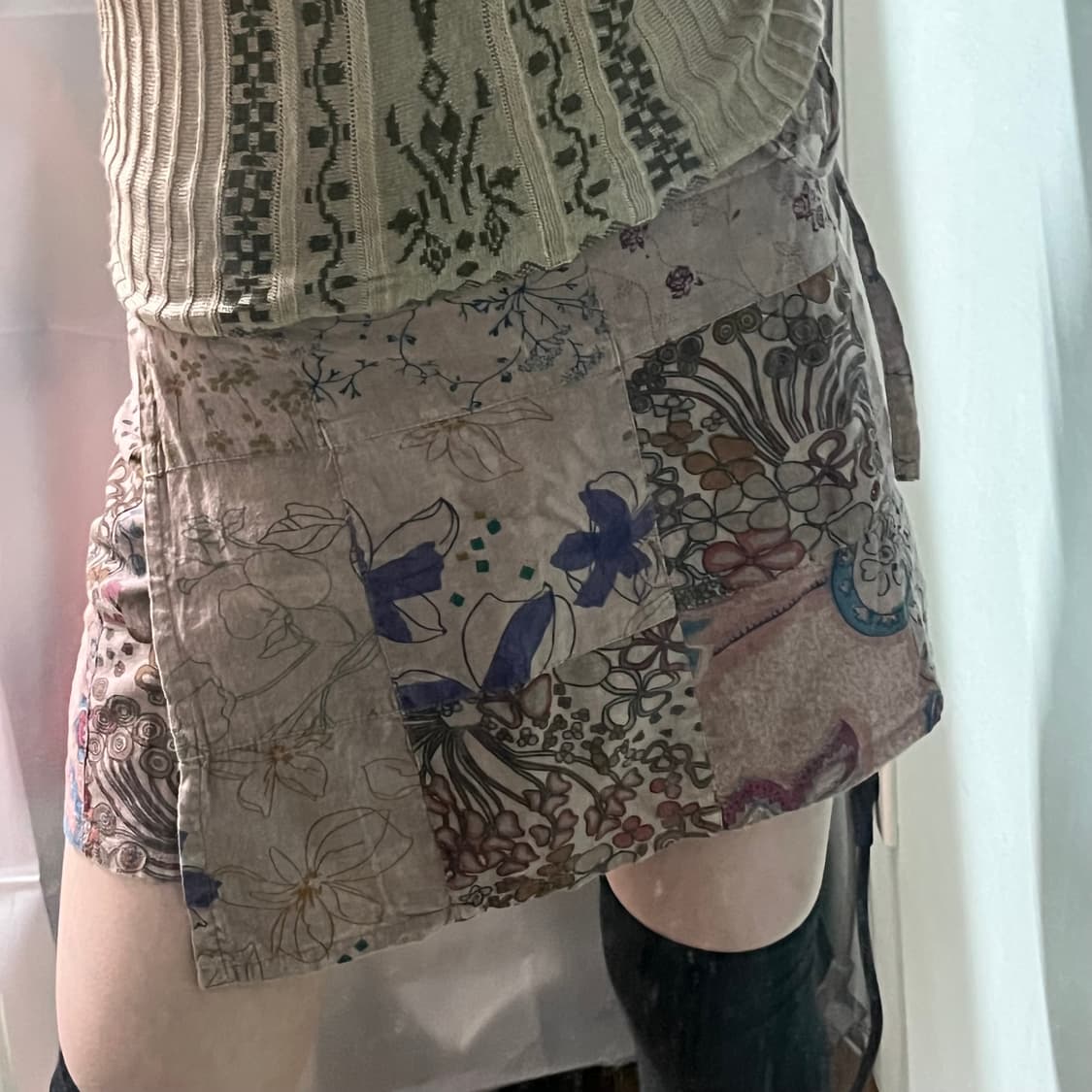 빈티지 히피 보헤미안 패턴 랩 미니 스커트  상품이미지2