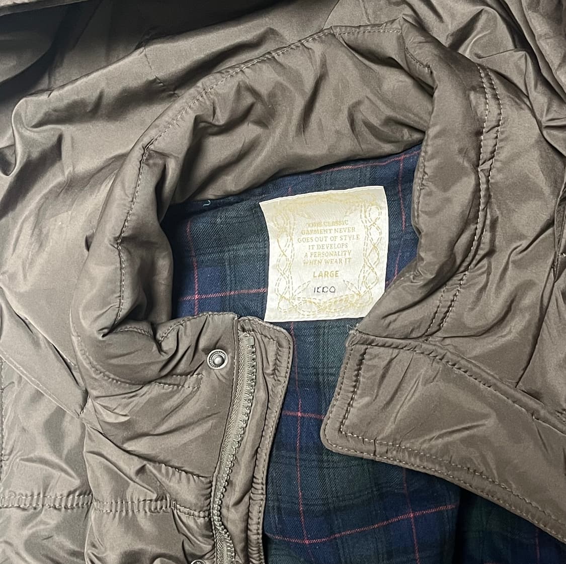 일본빈티지 후드 패딩조끼 브라운 상품이미지3