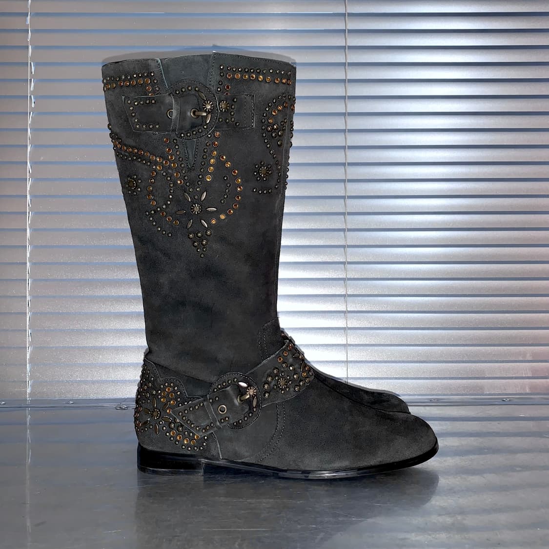 00s 빈티지 퀸비 올 스웨이드 블링 부츠 상품이미지6