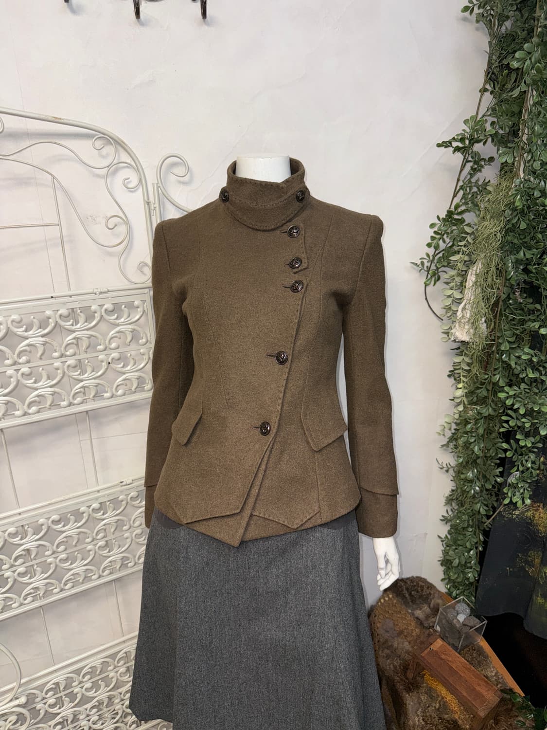 Anne Klein brown wool button jacket  상품이미지3