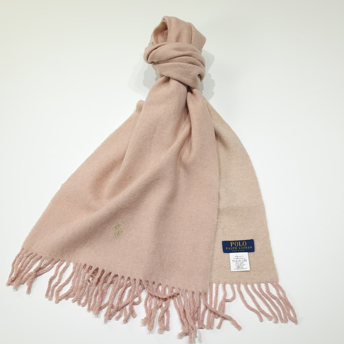 MX653 폴로 00s 이태리판 울 포니자수 라이트핑크 머플러 목도리 상품이미지2