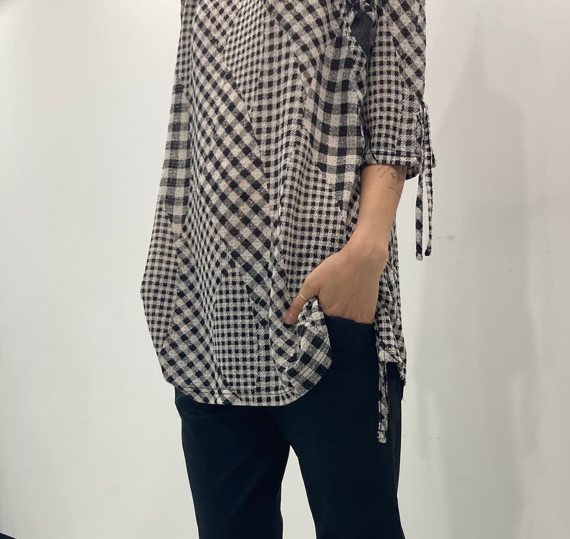 Check patchwork strap ops 상품이미지3