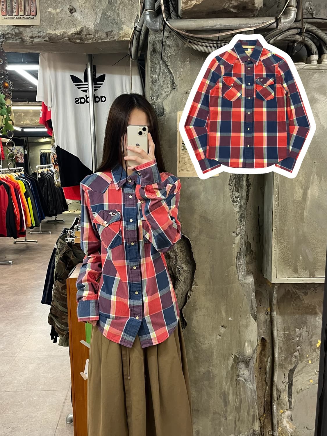 홀리스터 체크 셔츠 레드 S #csz1564 상품이미지1